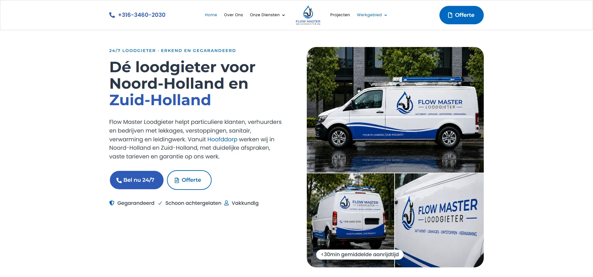 De homepage van Flow Master Loodgieter