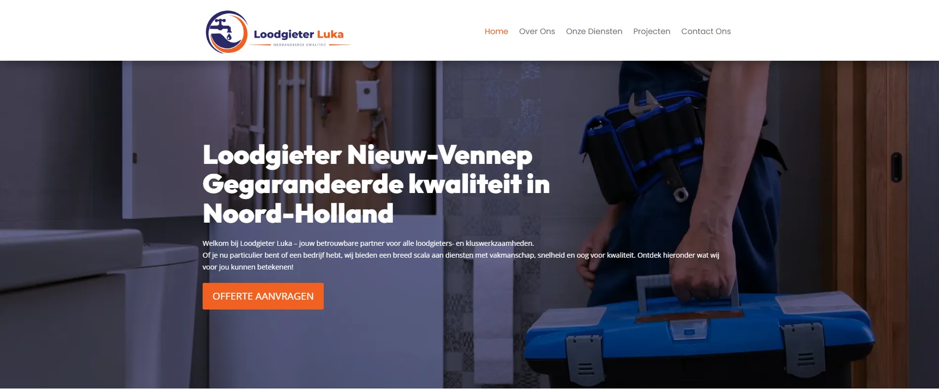 De homepage van Loodgieter Luka