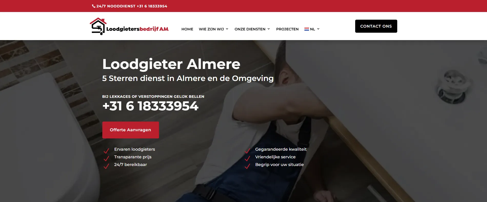 De website van Loodgietersbedrijf AM