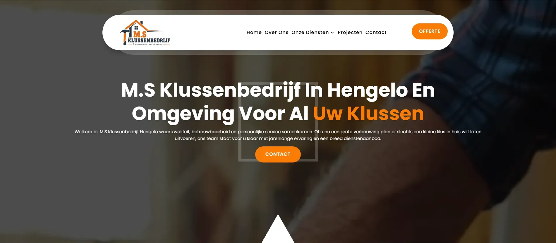 De homepage van M.S Klussenbedrijf in Hengelo