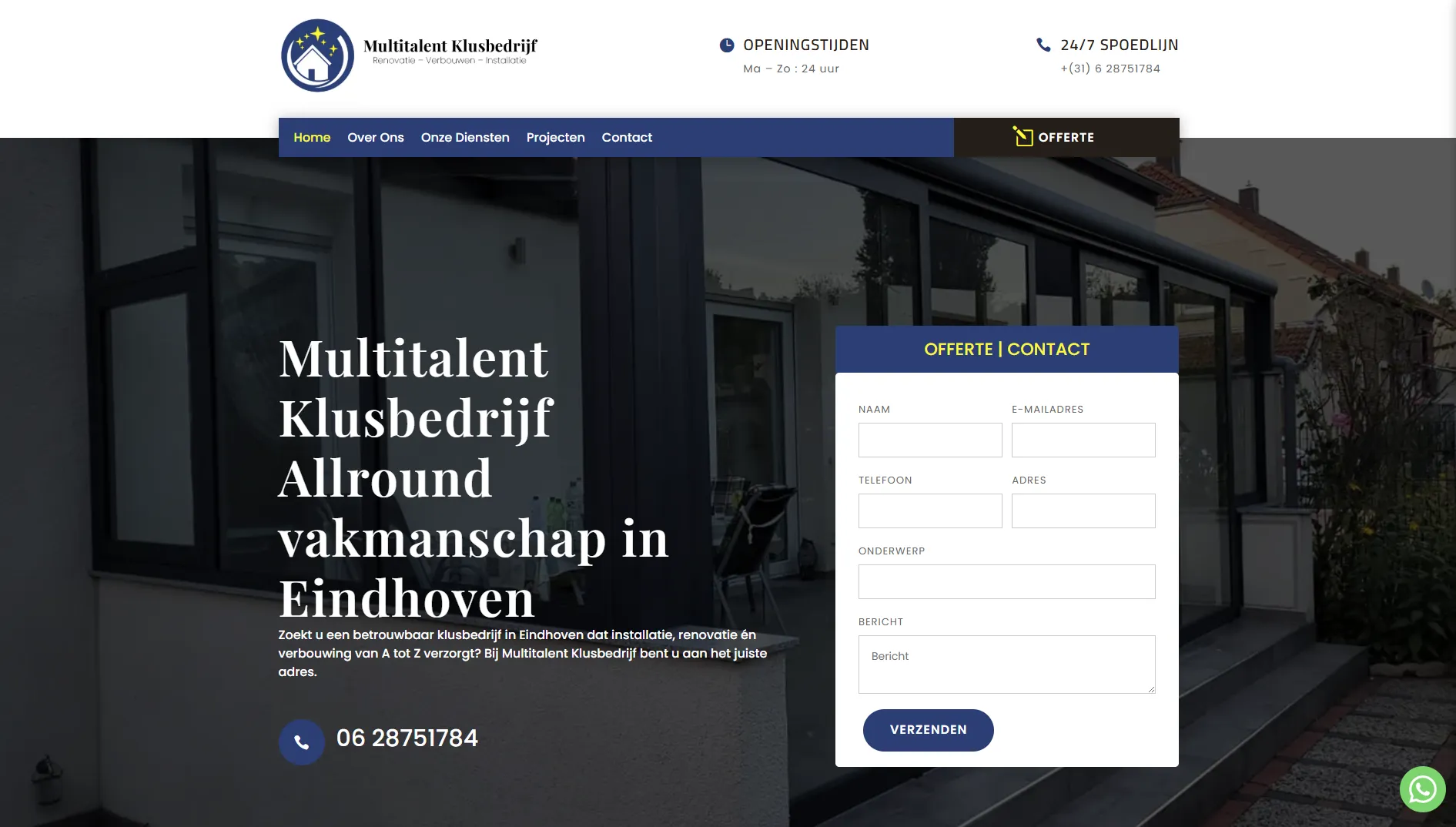 De website van Multitalent Klusbedrijf